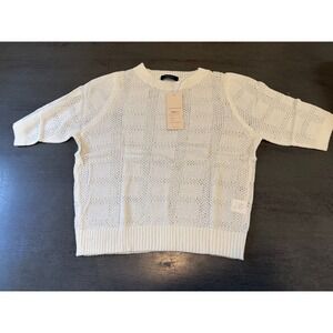 NEW white semi sheer DOKOTOO short sleeve light sweater size medium